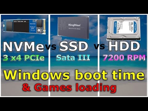 M.2 NVME SSD vs Sata SSD vs HDD Windows boot times and games load times