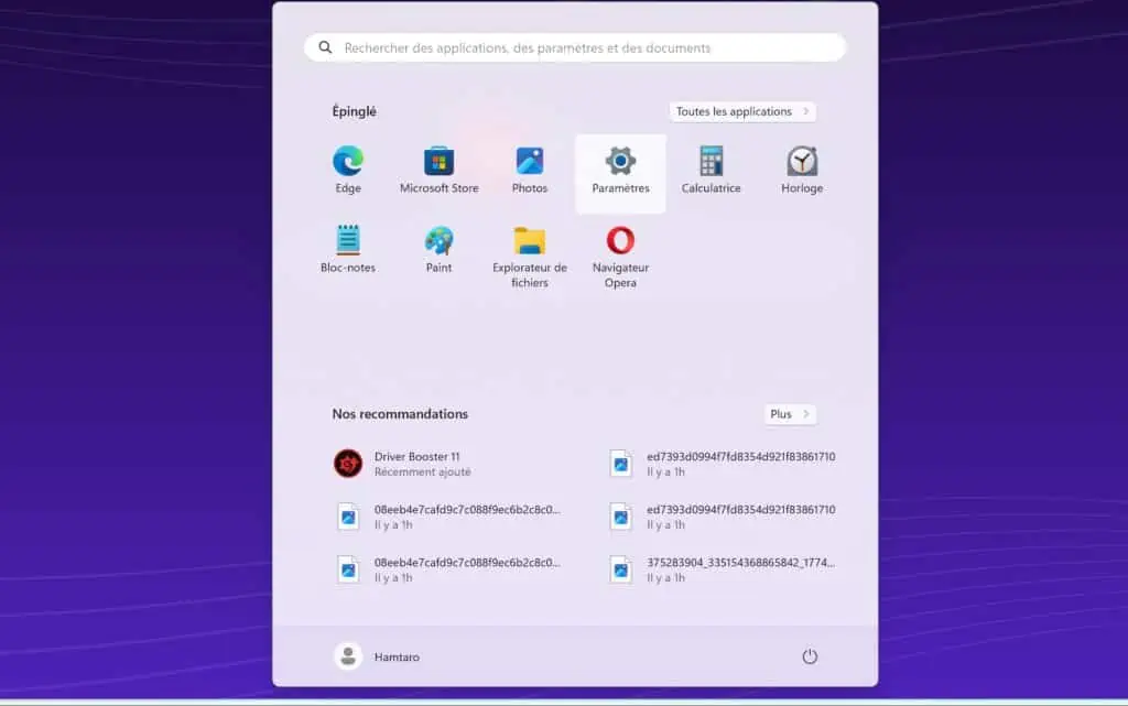 aller dans les paramètres Windows 11