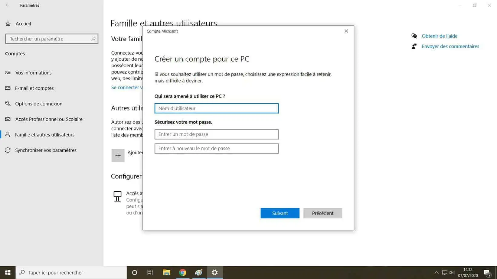 Creer Un Compte Pour Ce Pc Windows 10