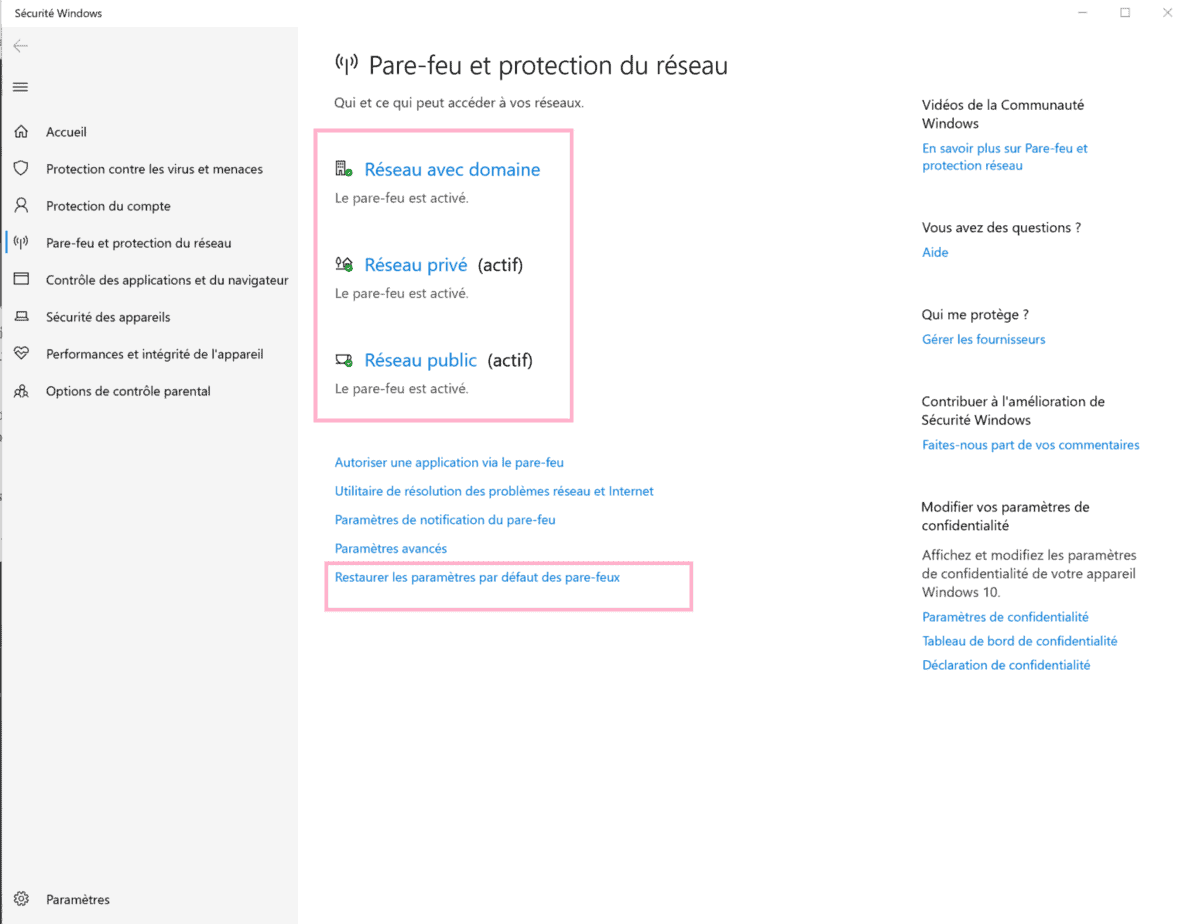 Désactiver Pare Feu Windows 10