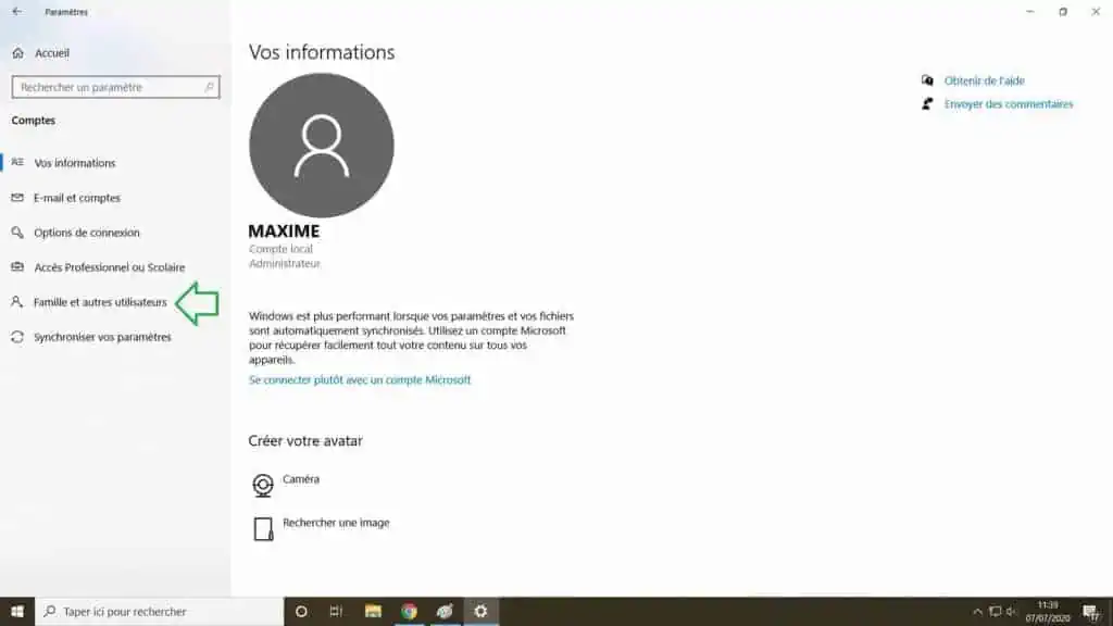 Famille Et Autres Utilisateurs Windows 10