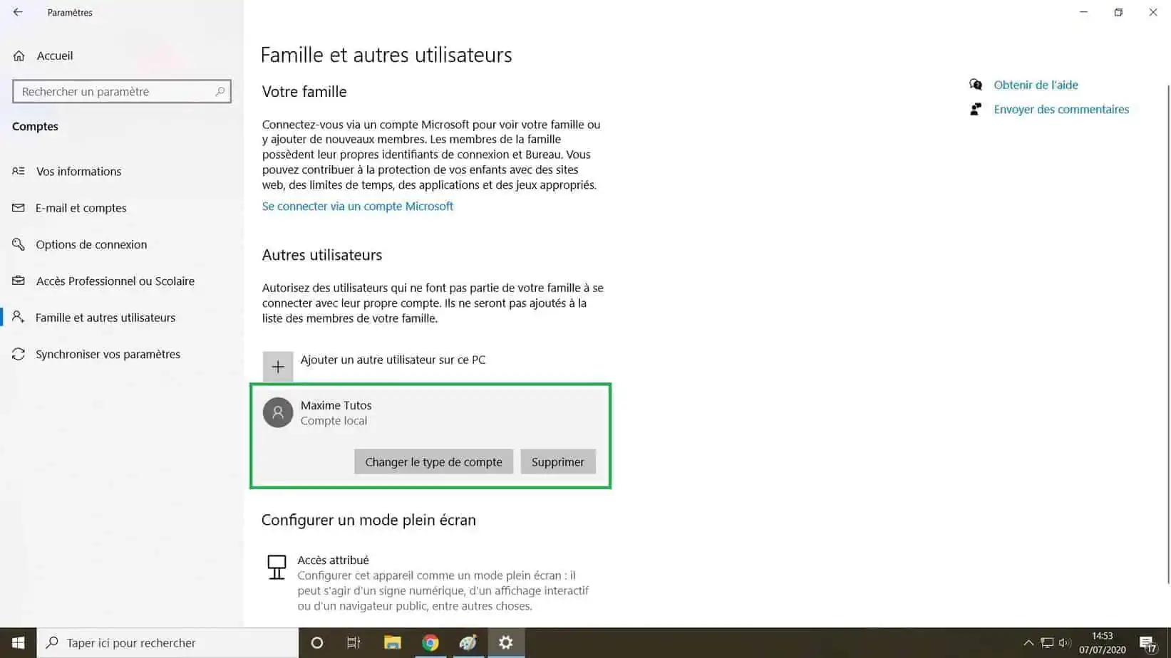 Nouveau Compte Windows Cree
