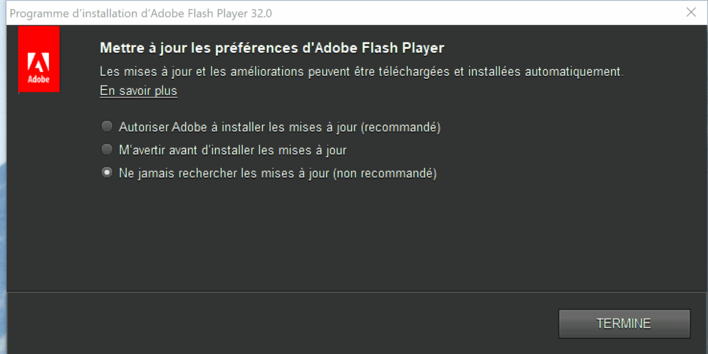 Ne Pas Chercher Mise A Jour Flash Player