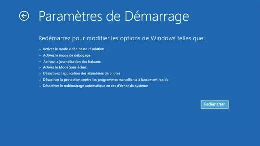 Parametres De Demarrage Windows Redemarrer