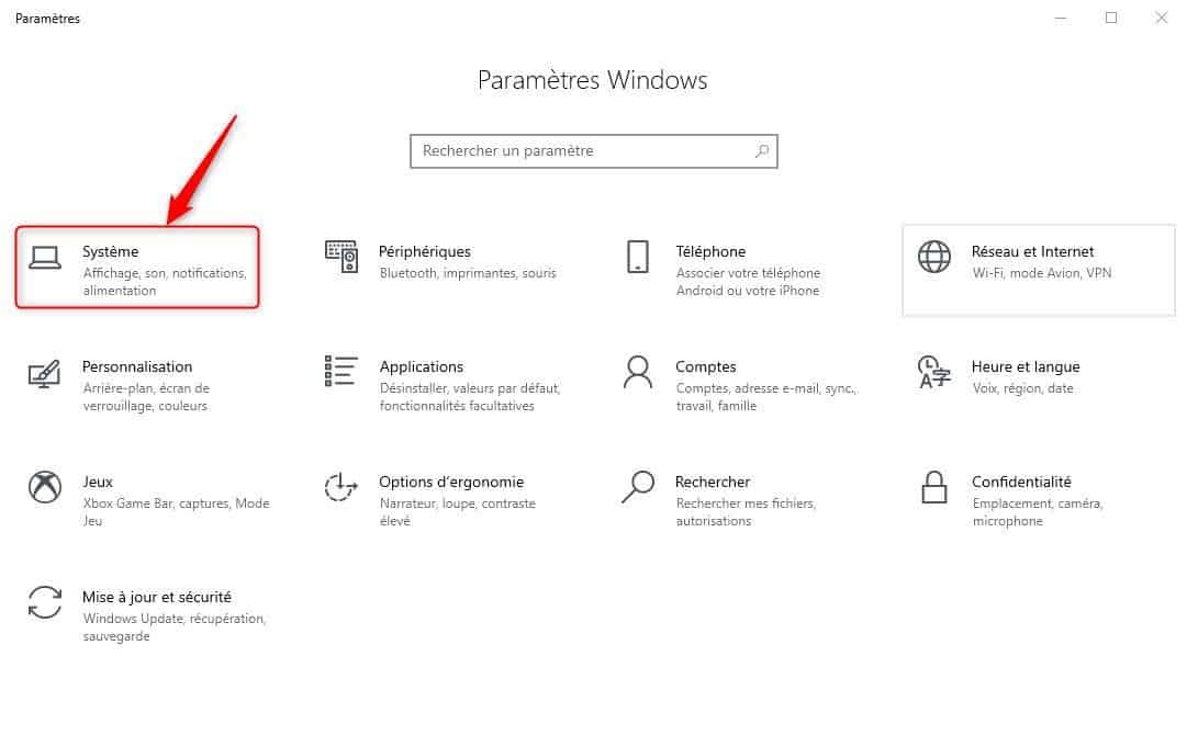 Parametres Systeme Windows 10