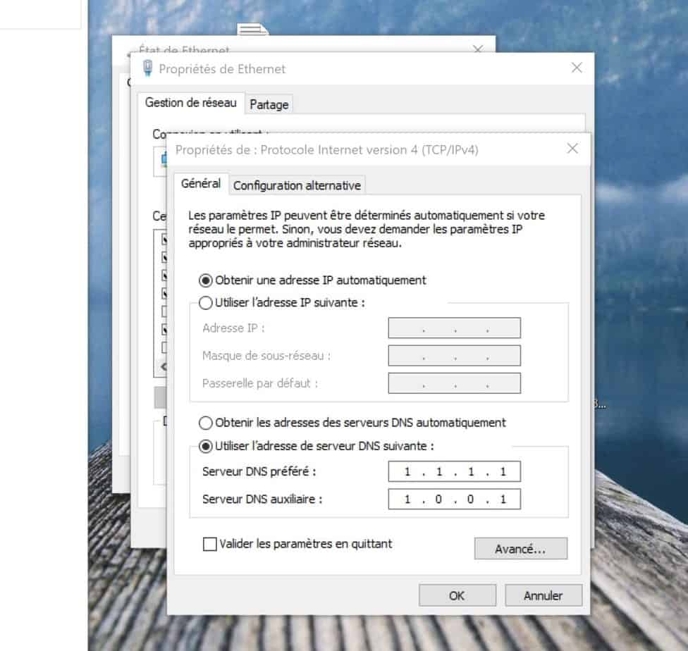 Propriete Tcp Ip Ipv4 Windows