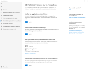 Protection Fondée Sur La Reputation Windows 10