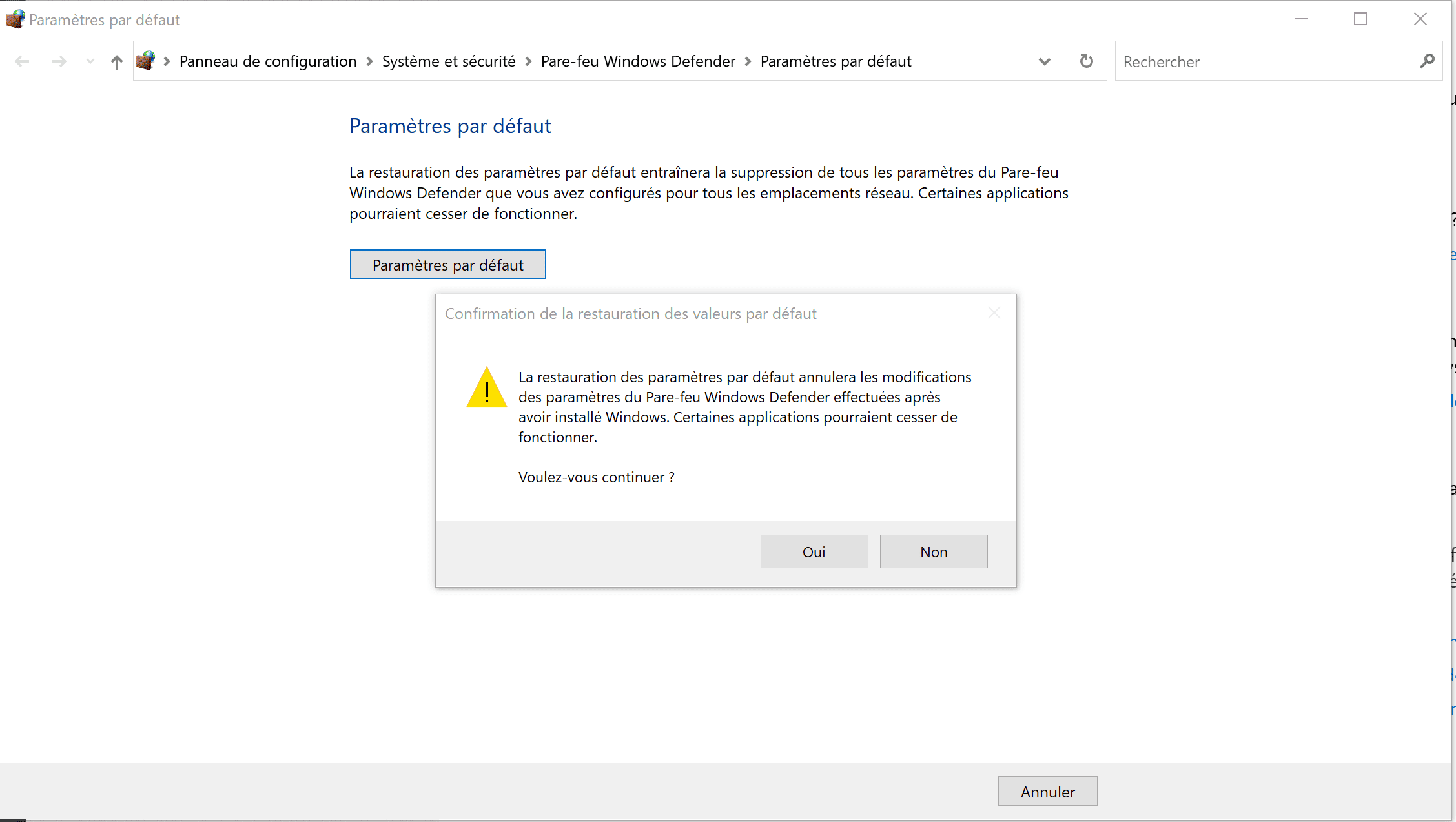 Restaurer Pare Feu Par Défaut Windows 10