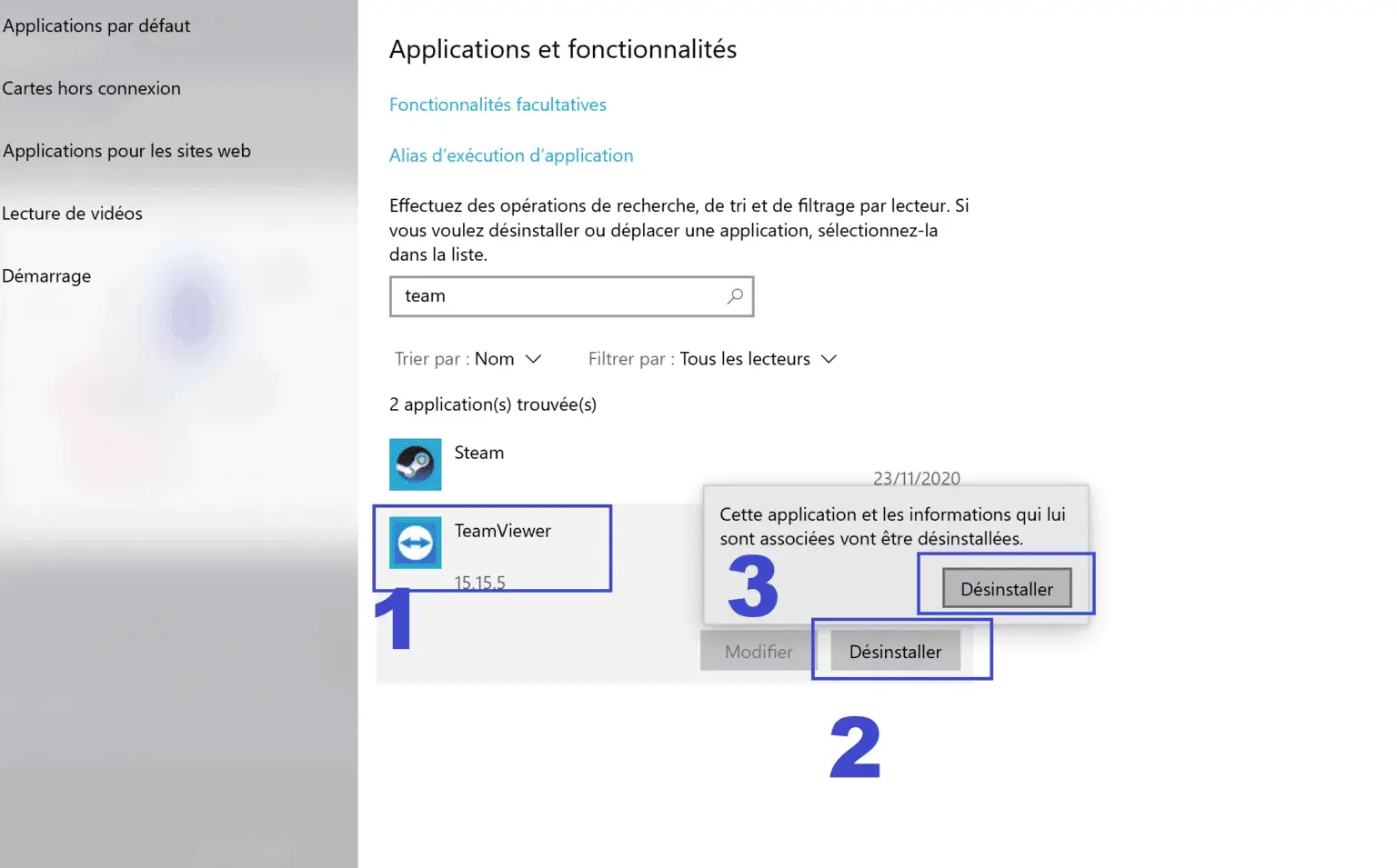 Supprimer Teamviewer Windows 10