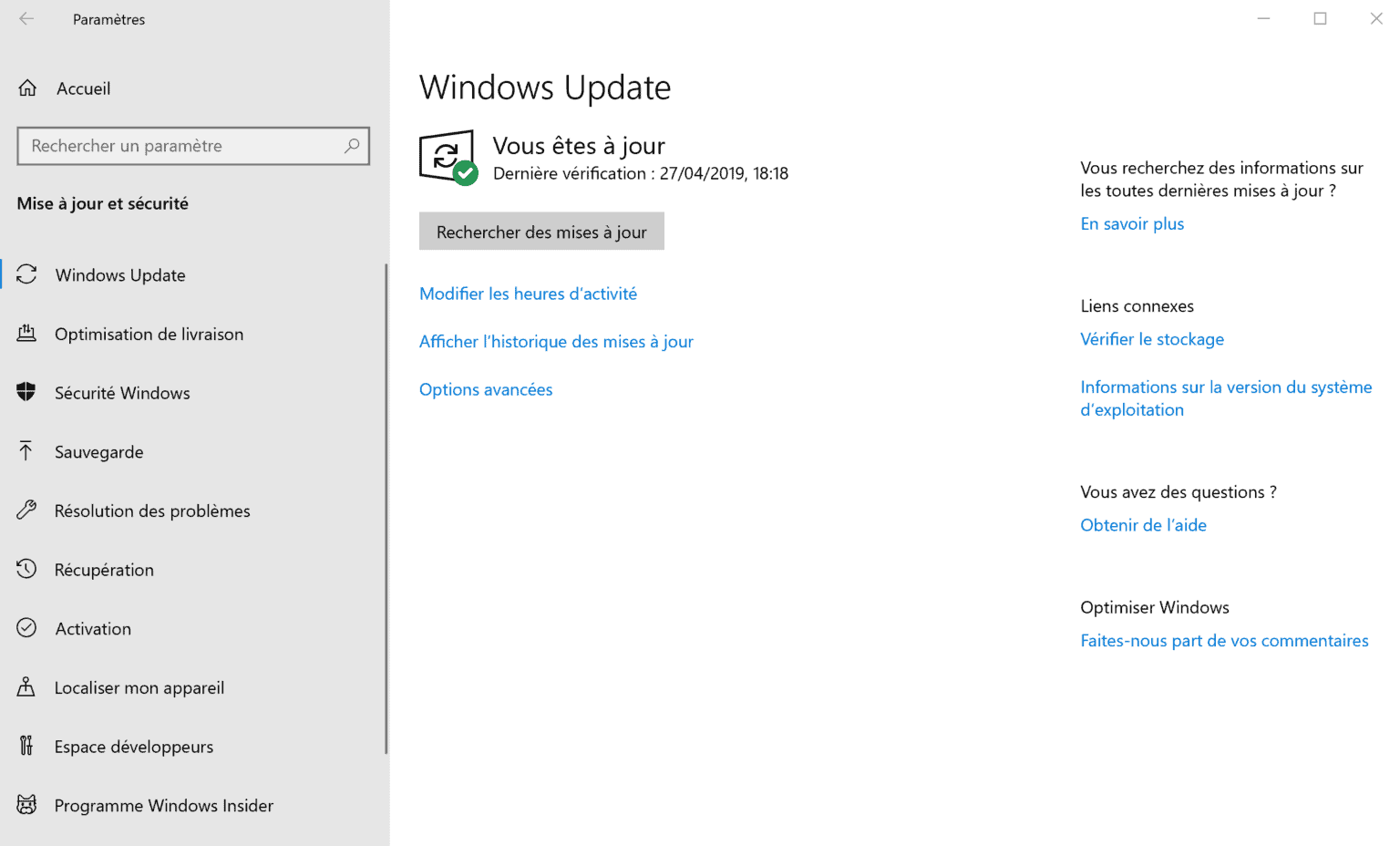 windows update sur windows 10