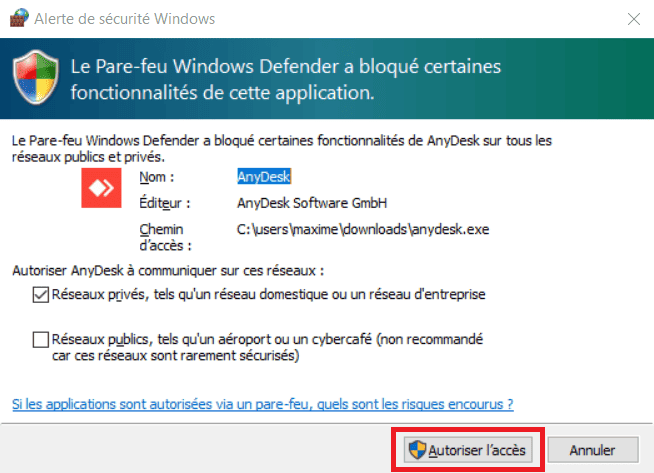 Autoriser Anydesk Pare Feu Windows