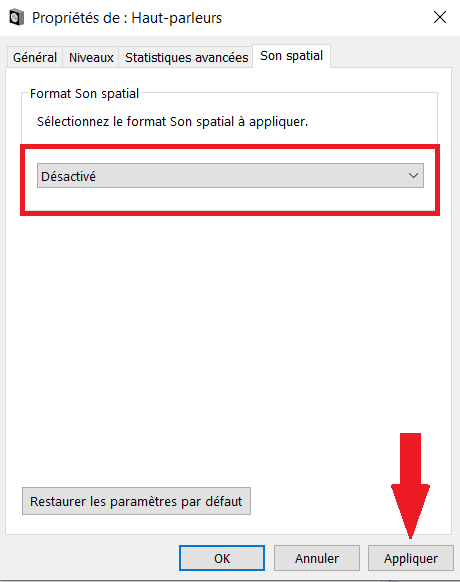 Desactiver Son Spatial