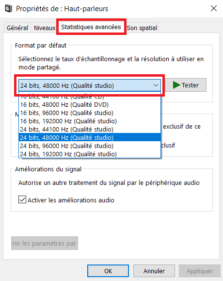 Modifier Format Audio